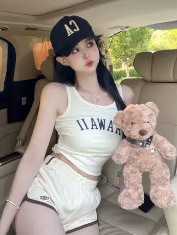 辣妹运动字母吊带背心女夏季内搭设计感小众修身显瘦短款上衣外穿图片