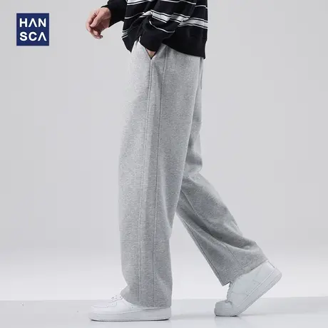 hansca美式宽松卫裤男生春秋潮牌垂感重磅休闲运动直筒阔腿裤子男商品大图
