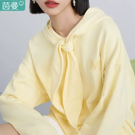 茵曼卫衣潮牌外套2023新款上衣女装秋冬季独特别致套头短款小个子商品大图