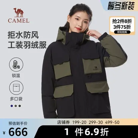 骆驼女装工装羽绒服女秋冬2023新款加厚防风防水短款外套连帽休闲图片