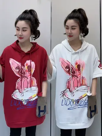 兔子本命年短袖女2023年早春新款韩版宽松大码女装半袖t恤上衣ins图片