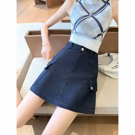 时尚百搭半身裙2025年夏季新款女高腰显瘦百搭A字版通勤简约短裙图片