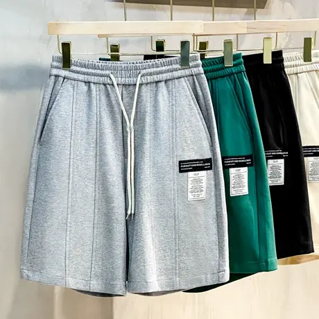 日系休闲短裤男夏季薄款宽松运动休闲贴布装饰潮流百搭中裤五分裤商品大图