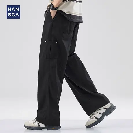 hansca户外工装休闲裤男夏季薄款冰丝速干直筒宽松阔腿运动长裤子商品大图