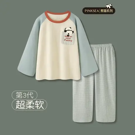 【设计师款】睡衣女款春秋季柔软纯棉熊猫套头套装休闲大码家居服图片