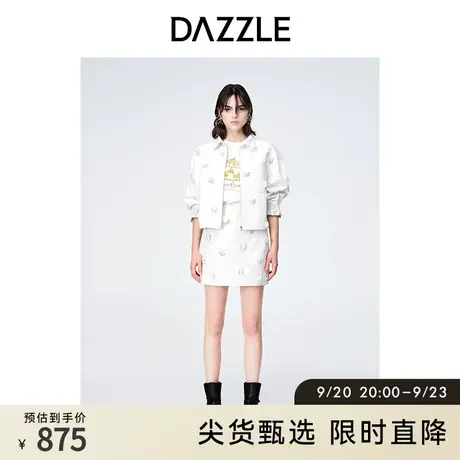 DAZZLE地素奥莱春季白色立体贴布装饰休闲衬衫牛仔外套上衣女图片