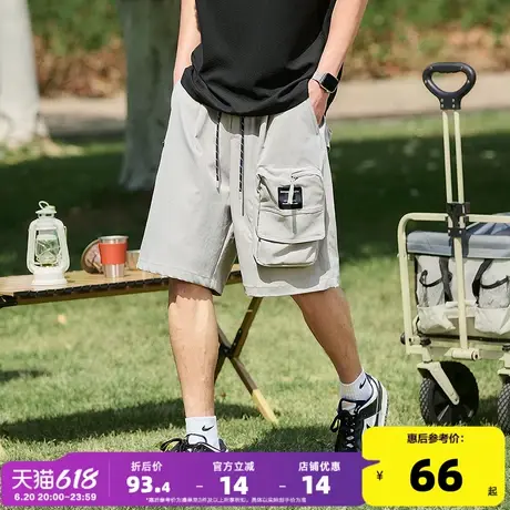 唐狮25夏季新款休闲短裤男宽松工装设计直筒五分裤抽绳运动中裤pc商品大图