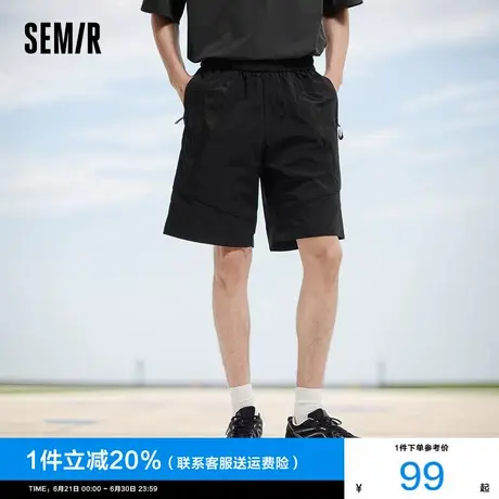森马休闲短裤男拼接网眼户外运动风裤子宽松2025夏季新款松紧腰潮商品大图