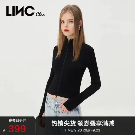 LINCCHIC金羽杰针织衫2023新款小高领针织开衫外套女S231SW169Y商品大图