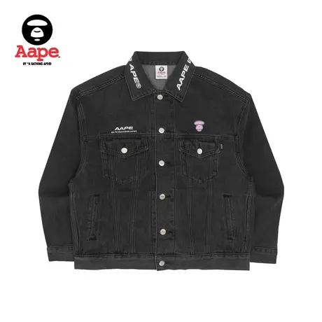 Aape旗舰店女装秋冬彩色字母刺绣爱心图案宽松版牛仔外套7568XXJ商品大图