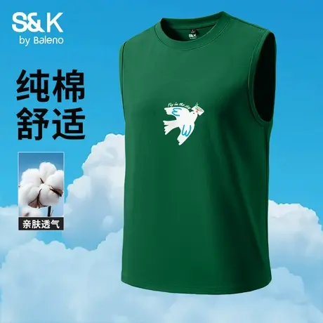 班尼路S&K系列美式运动健身背心男2025新款潮牌夏季无袖t恤篮球服图片
