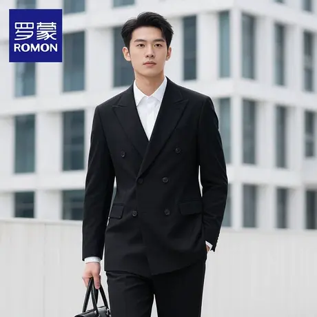 罗蒙男士西服套装2025秋季新款高端双排扣西装时尚休闲结婚礼服NX图片