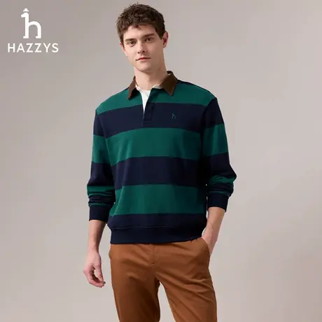 【商场同款】HAZZYS哈吉斯2025秋季新品男休闲圆领套头卫衣上衣商品大图