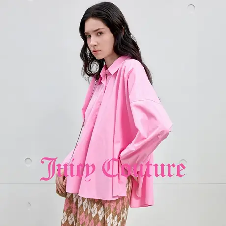 Juicy Couture橘滋衬衫女2025年秋季新款粉色大伞摆宽松廓形上衣商品大图