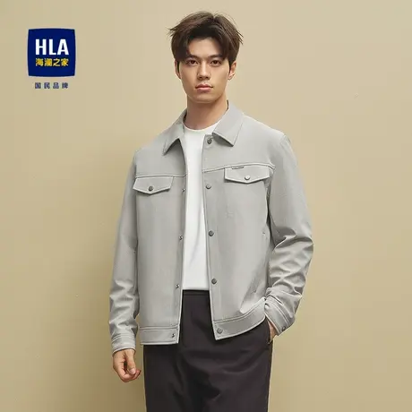 HLA/海澜之家休闲夹风克2025秋季新款翻领袋盖装饰点缀外套男商品大图