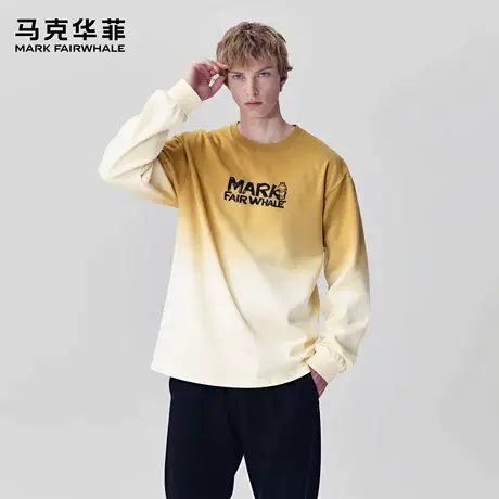 马克华菲 deer 字母水瓶渐变长袖T恤秋季高街重磅大码卫衣男女款商品大图