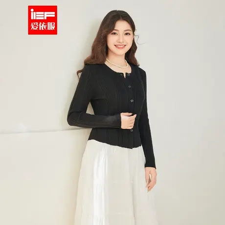 IEF/爱依服【微胖】大码女装2025秋季新款法式温柔小女人毛织外套商品大图