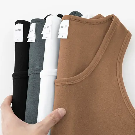 300g重磅德绒背心男保暖跨栏运动篮球坎肩无袖t恤双面绒打底马甲商品大图