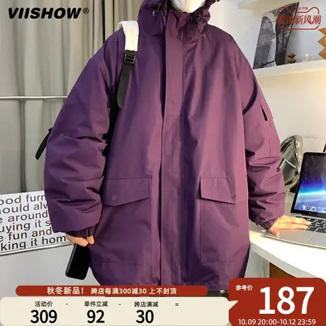 VIISHOW三合一冲锋衣男秋冬季加绒加厚防羊羔绒棉衣潮牌夹克外套商品大图