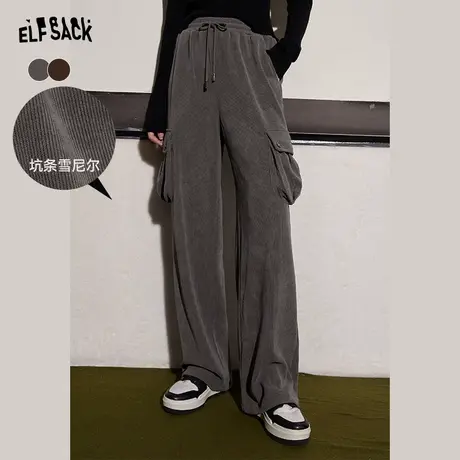 妖精的口袋工装直筒休闲裤女2023冬季新款美式复古宽松运动长裤图片