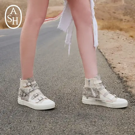 ASH女鞋新款GANJA BIS系列做旧高帮鞋休闲拼接帆布鞋加硫鞋女商品大图