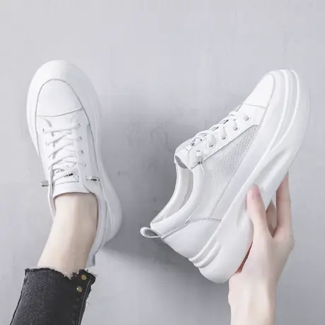 真皮厚底小白鞋鞋子女2023新款爆款秋款百搭鞋子休闲女鞋厚底鞋夏商品大图