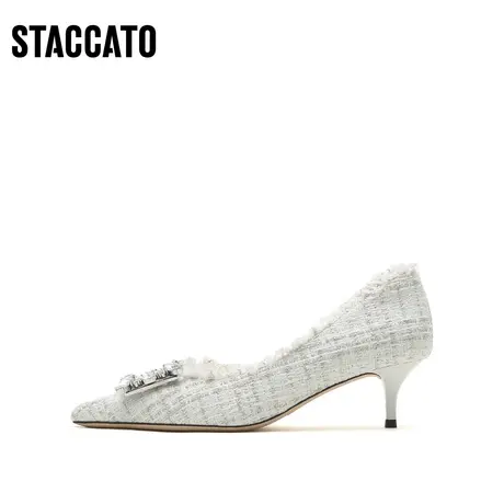 思加图新款小香风尖头单鞋气质细高跟鞋女鞋Y2808CQ2C商品大图