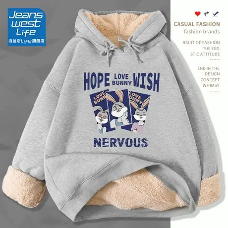 真维斯LIFE连帽卫衣女2023秋冬季新款爆款小个子加绒加厚上衣外套图片