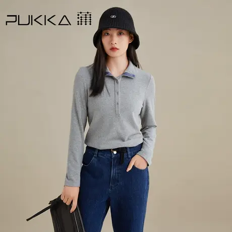 蒲PUKKA 商场同款打底衫女秋装新品宽松半高领文艺长袖上衣商品大图
