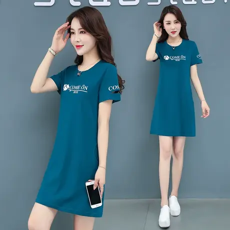 妈妈休闲纯棉T恤裙女夏装裙子 2022女装2023新款30大码35中年40岁图片