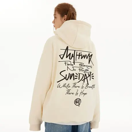 美式宽松大码字母卫衣男潮ins潮牌连帽加肥加大国潮情侣外套帽衫商品大图