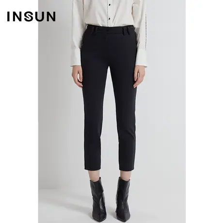 INSUN恩裳线上专选春季进口纱线四面弹修身休闲裤图片