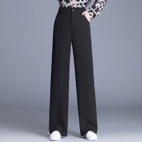 白色西装阔腿裤女高级垂坠感气质宽松直筒2024春秋新款高腰拖地裤商品大图