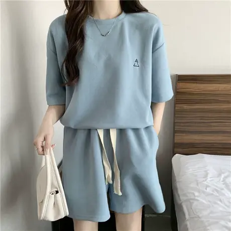 港风运动服套装女夏季薄款时尚短袖短裤休闲小个子网红炸街两件套商品大图
