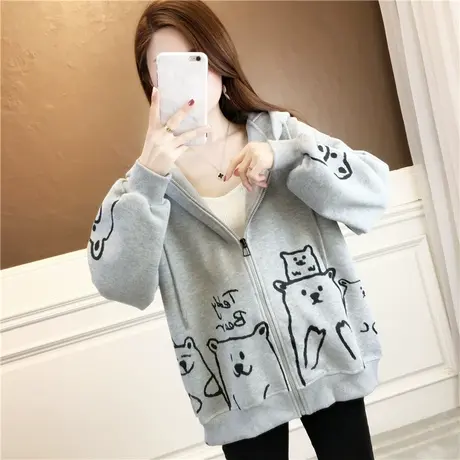 设计感小众卫衣女春秋季韩版宽松大码bf慵懒风ins薄款可爱外套潮图片