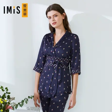 爱美丽IMIS睡衣女秋冬凉感薄款光面帆船七分袖上衣家居服IM45AWL1图片