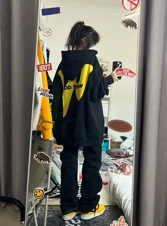 国潮牌卫衣女美式复古hiphop小众情侣装外套秋冬加绒大码上衣ins商品大图