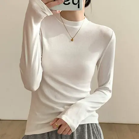 半高领双面德绒打底衫女秋冬内搭立领上衣2024年新款洋气加绒长袖商品大图