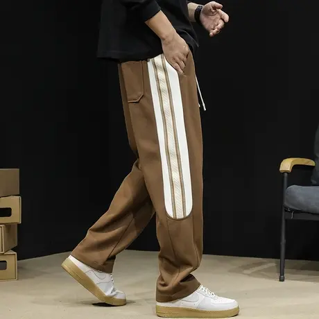 直筒运动裤男士春秋款宽松大码潮牌新款休闲条纹卫裤春季裤子男裤图片