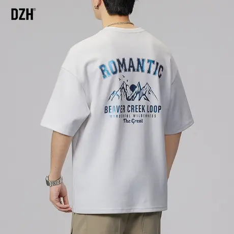 男士白色重磅t恤男短袖美式高街半袖男款衣服2023新款情侣装夏装商品大图