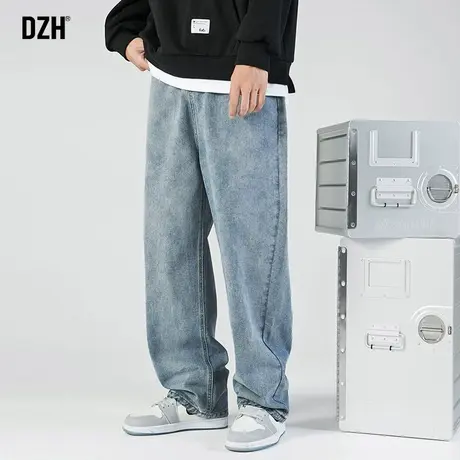 男生水洗牛仔裤男秋季休闲直筒宽松阔腿裤高街ins潮牌百搭长裤子商品大图
