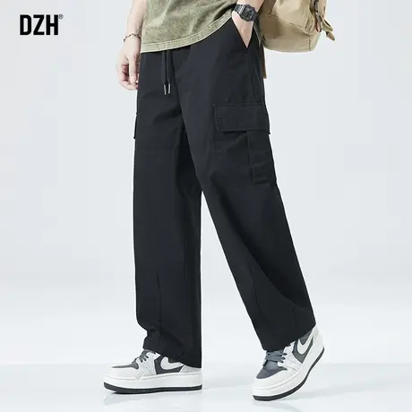 男士黑色机能工装裤男纯棉直筒宽松美式裤子春秋新款休闲长裤百搭商品大图