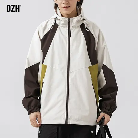 男士美式外套潮牌男拼接上衣男装2024新款衣服秋季防风防水冲锋衣图片