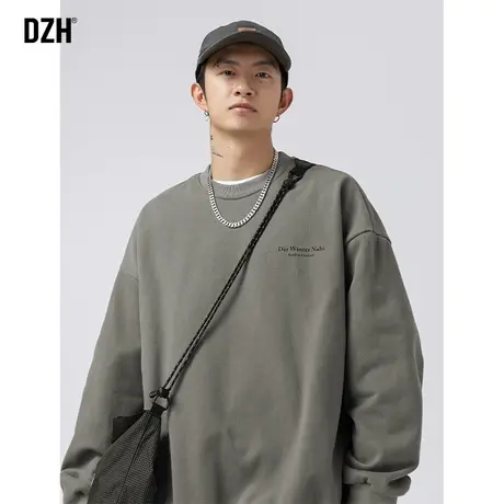 男士印花圆领卫衣男春秋2024新款长袖上衣打底衫情侣休闲重磅外套商品大图