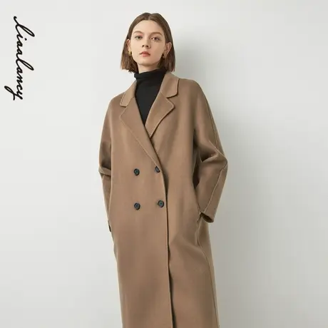 LANCY/朗姿羊毛大衣冬季新款中长款翻领高级感通勤女毛呢外套奥莱图片