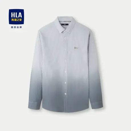 HLA/海澜之家纯棉质地长袖衬衫2024春夏新款条纹渐变宽松衬衣男图片