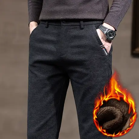 冬季带绒加厚裤冬天2024新款男士加绒保温商务西裤秋冬款西装冬裤商品大图