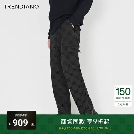 TRENDIANO官方防静电字母提花时尚宽松休闲长裤男2023新款秋季商品大图