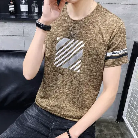 短袖T恤男潮牌上衣服2019夏装冰丝半袖中学生半截袖夏季男装小衫商品大图
