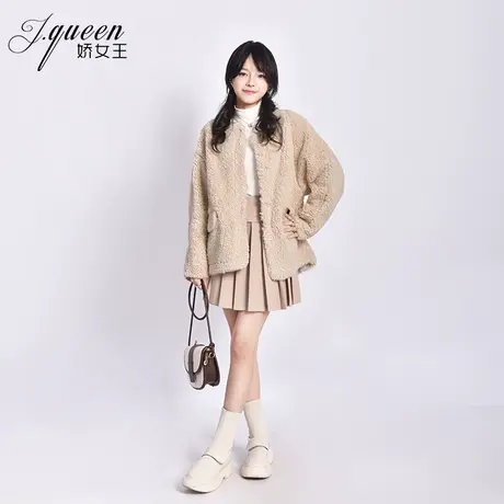 羊羔毛外套女冬季新款气质时尚高级感宽松短款小个子仿毛绒上衣图片